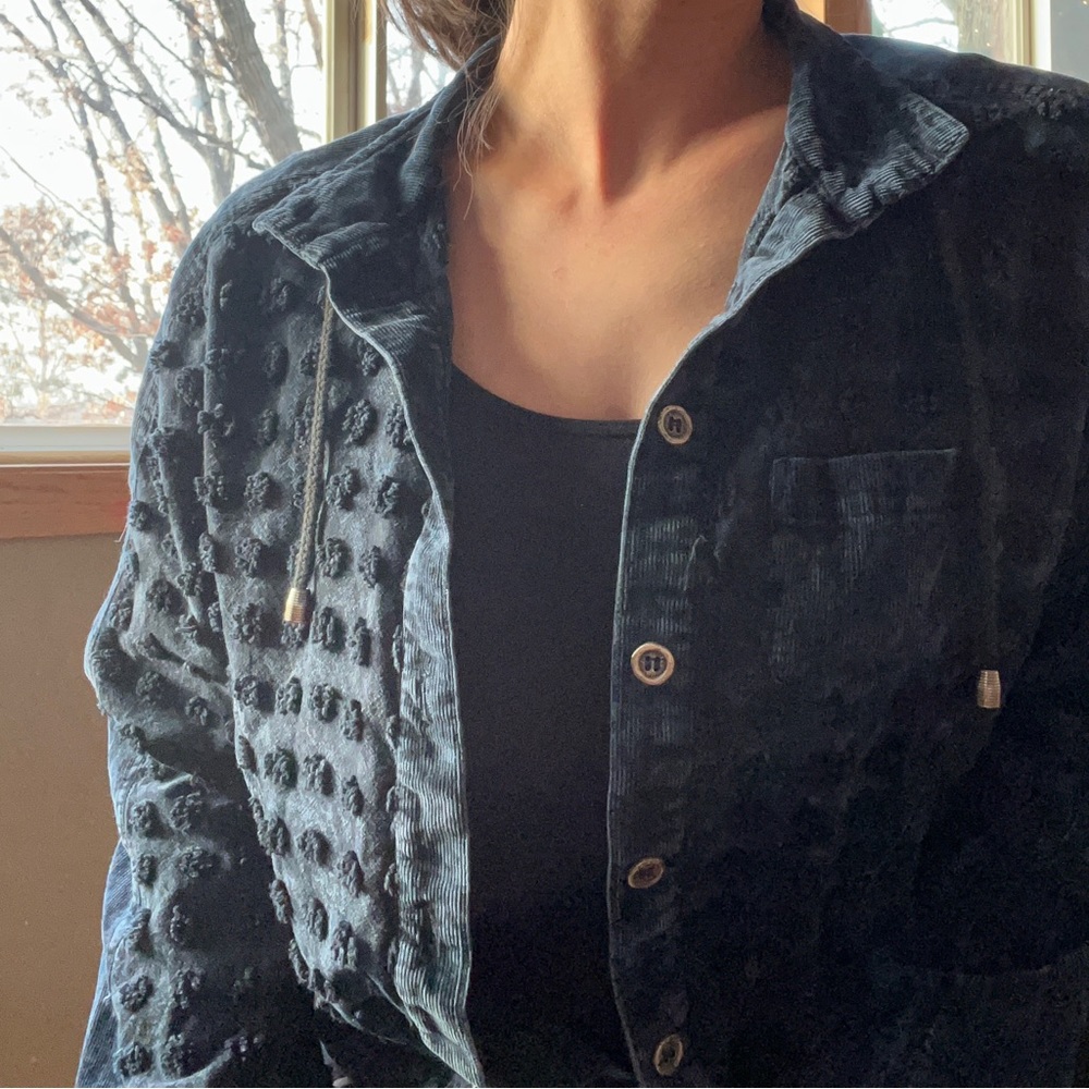 Produce Company Lightweight Quirky Jean Jacket - size Medium. Corduroy details
